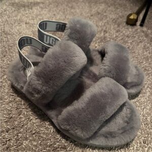 UGG Fluffy Gray/purple Sandals